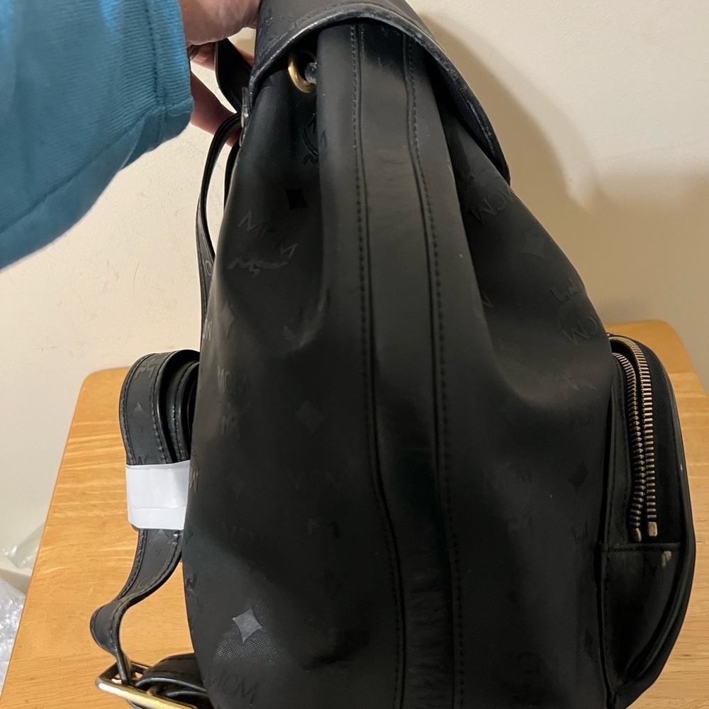 MCM Black Logo Backpack - Picture 3 of 13